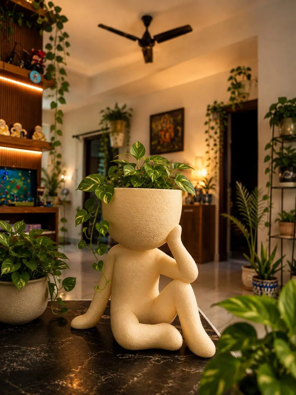 Modern Sitting Human Planter | Aesthetic 3D Decorative Plant Pot for Home & Desk Hikari Living