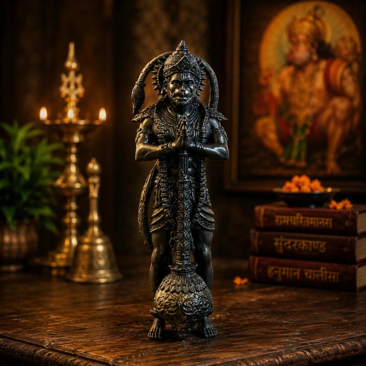 Premium Black Hanuman Ji Decorative Idol Hikari Living