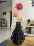 Modern Black Decorative Flower Vase with Artificial Roses Hikari Living